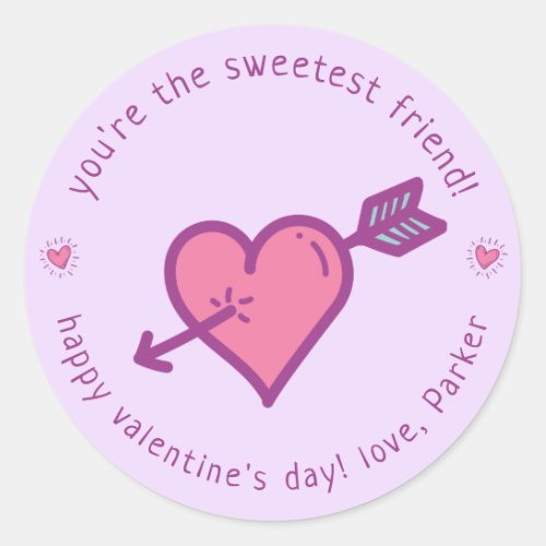 Youre so Sweet _ Cute Heart and Arrow Valentine Classic Round Sticker