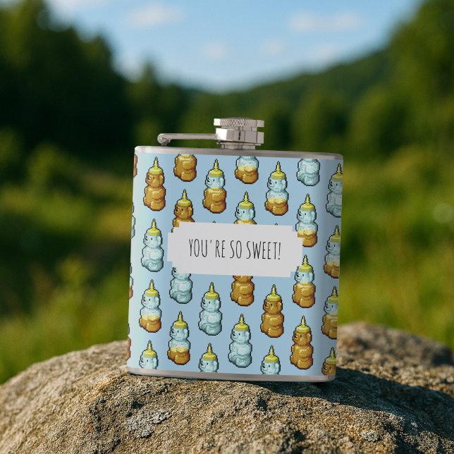 You're So Sweet! Cute Honey Bear Bottles Pattern Flask (Creator Uploaded)