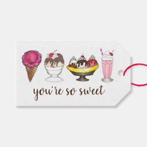 Youre So Sweet Ice Cream Cone Sundae Shake Thanks Gift Tags