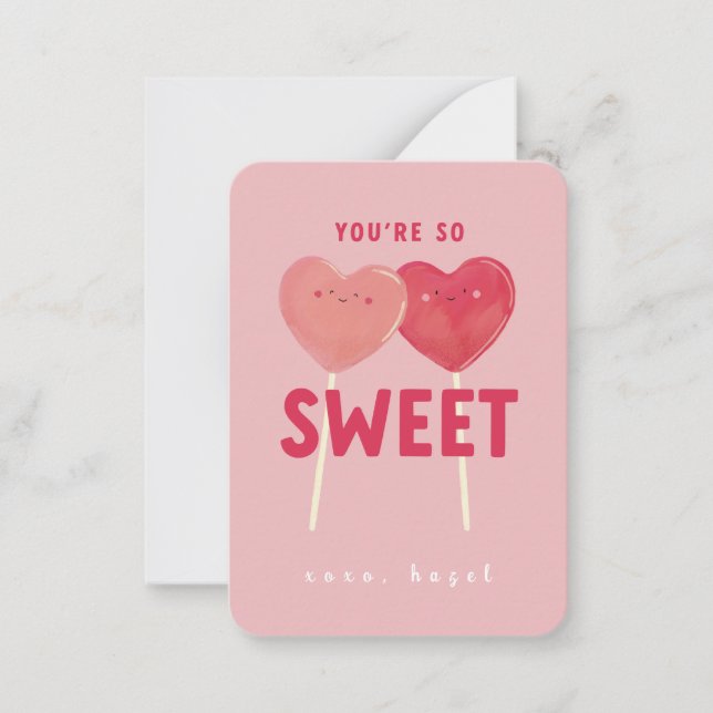 You're So Sweet Kids Classroom Valentine Note Card (Front)