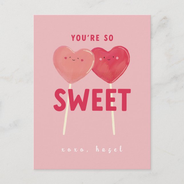 You're So Sweet Kids Classroom Valentine Postcard (Front)
