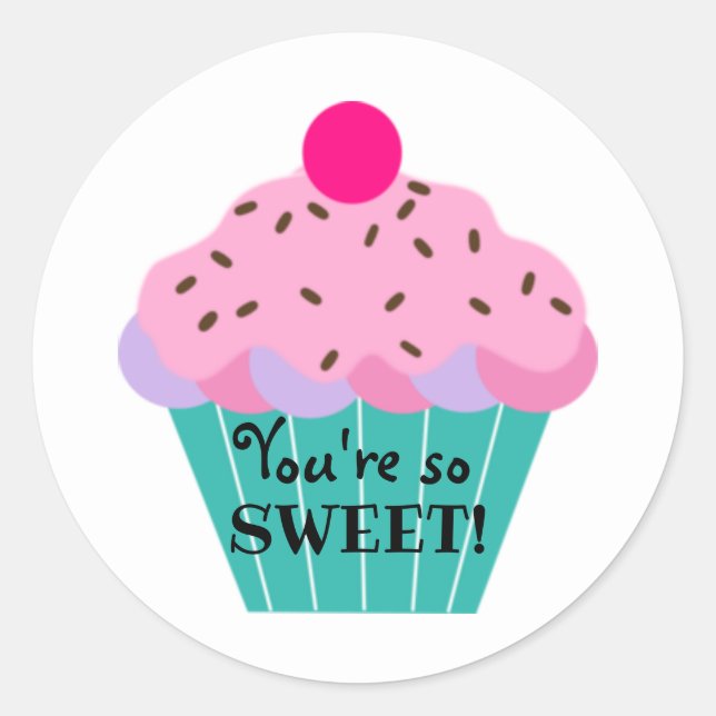 You're So Sweet! Pastel Cute Cupcake Classic Round Sticker (Front)