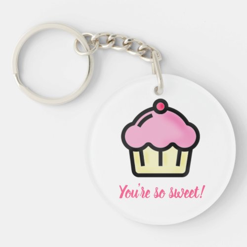 Youre so sweet Pink Cupcake Valentines Day Keychain