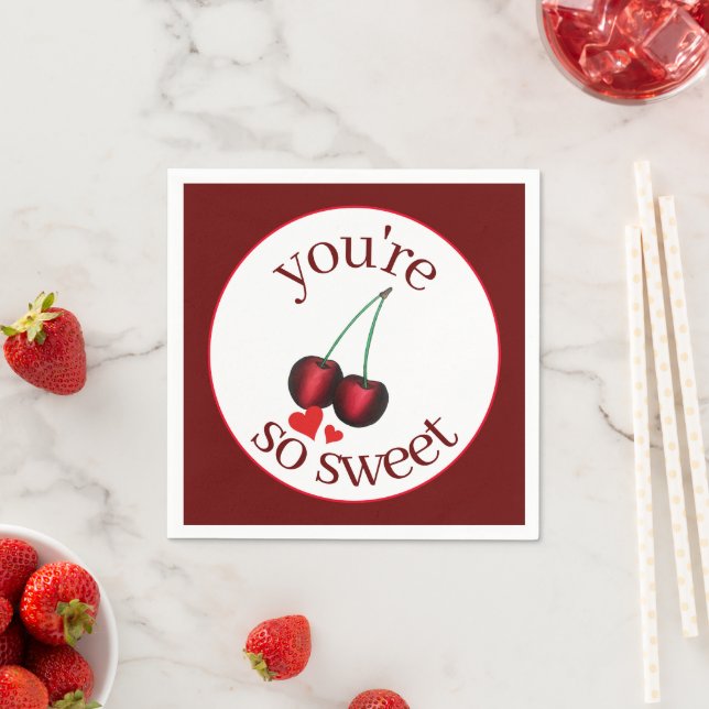You're So Sweet Ripe Red Cherry Cherries Fruit Napkins (Insitu)