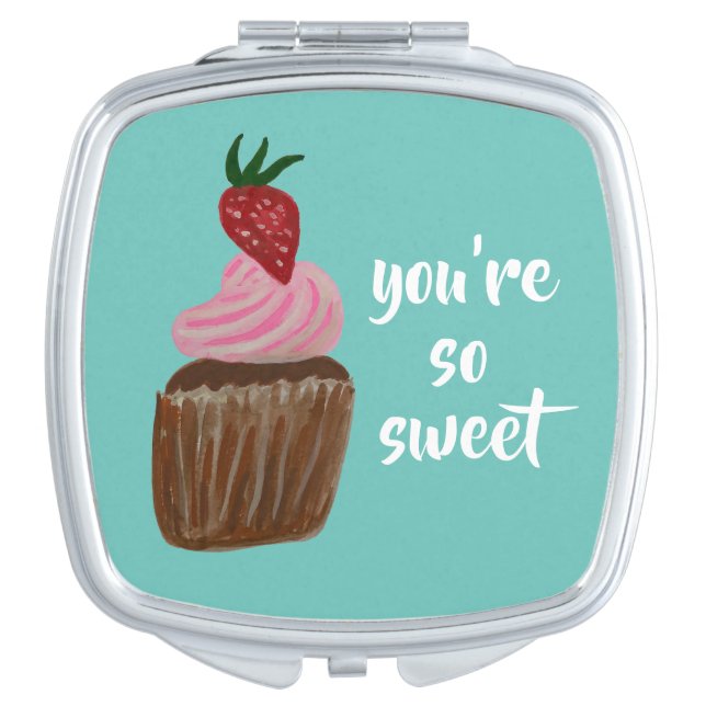 You're so sweet watercolor cupcake compact mirror (Front)