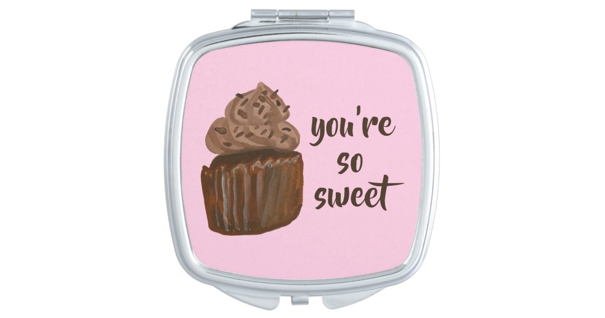 You Re So Sweet Watercolor Cupcake Compact Mirror Zazzle Com