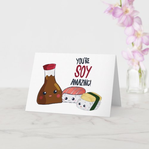 Youre Soy Amazing Kawaii Sushi Blank Note card Hi