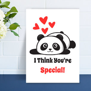 You're Special Cute Panda red hearts Printable  Holiday Card