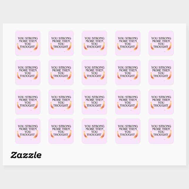 You're Stronger Than You Think – Elegant Gold Moti Square Sticker (Sheet)