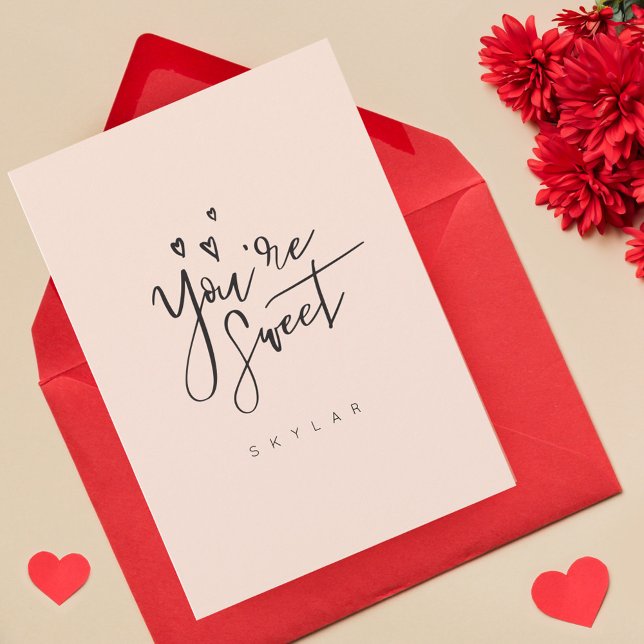 You're Sweet Blush Modern Calligraphy Valentine Holiday Card (You're Sweet Blush Modern Calligraphy Valentine Holiday Card)