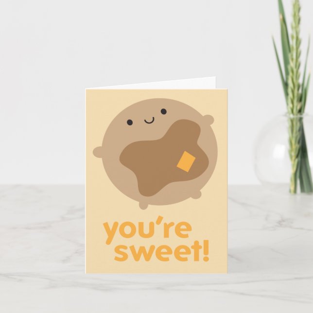 You're Sweet! Kawaii Pancake Holiday Card (Front)