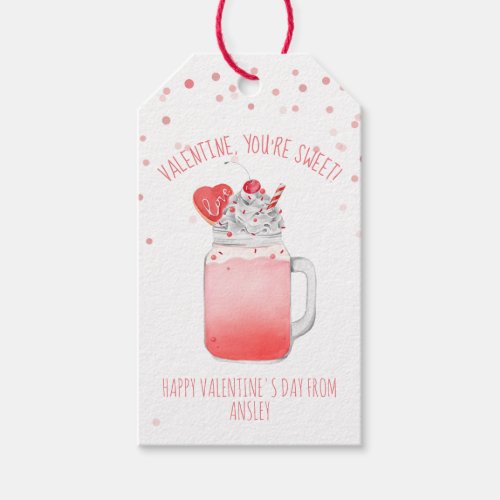 Youre Sweet Valentine Love Crazy Milkshake Gift Tags