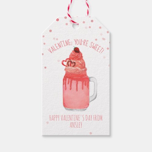 Youre Sweet Valentine Red Velvet Milkshake Gift Tags
