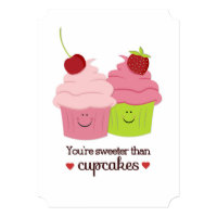 You're Sweeter Than Cupcakes Valentine's Day Flat Card