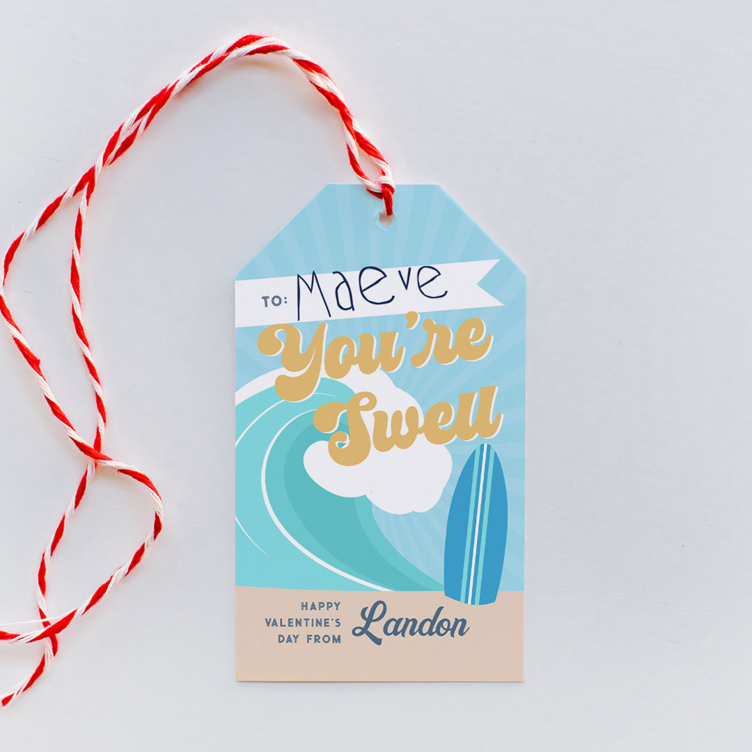 You&#39;re Swell Surfer Classroom Valentines                    Day Gift Tags