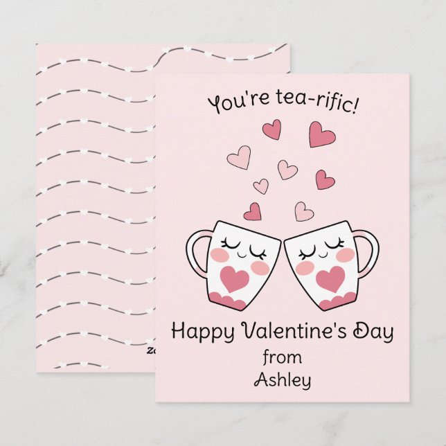 You're Tea-rific Cute Kids Class Valentine's Day  Holiday Card (Front/Back)