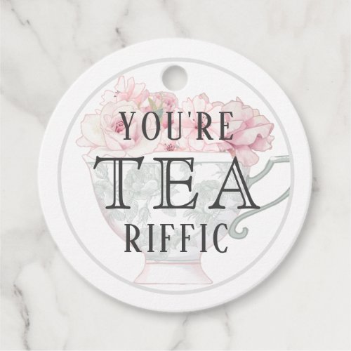 Youre Teariffic Pink Floral Tea Cup Thank You Favor Tags