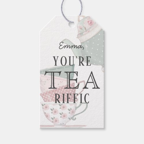 Youre Teariffic Tea Pot  Cups Thank You Gift Tags