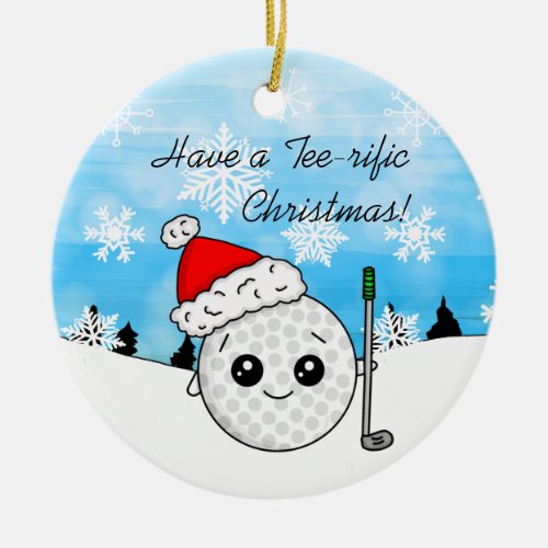 Youre Tee_rific Gold Pun Christmas Ceramic Ornament