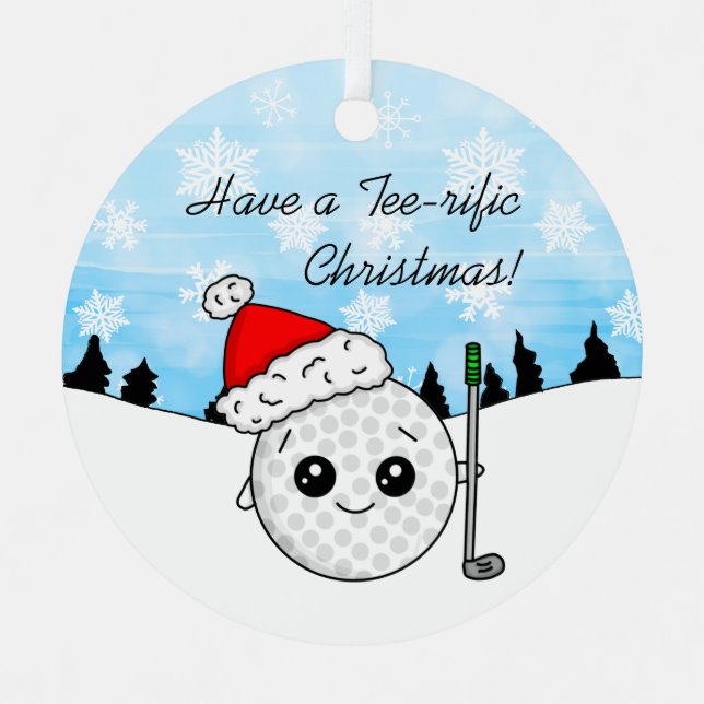 You're Tee-rific Gold Pun Christmas  Metal Ornament (Front)