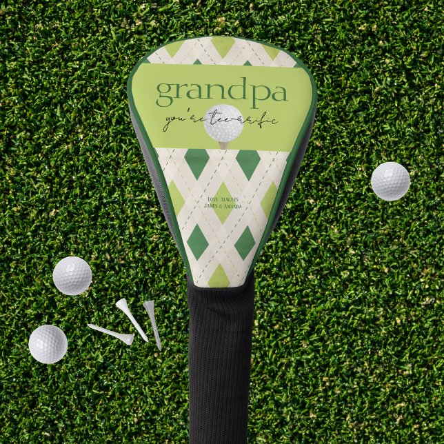 You're Tee-rrific Gift for Him Golf Head Cover (Best by Par Tee-rriffic Golf Driver Cover. Perfect gift for Birthday, Retirement or Father's Day!)