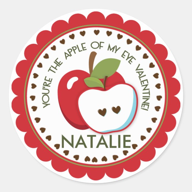 You're the Apple of my eye Valentine Day Sticker (Front)
