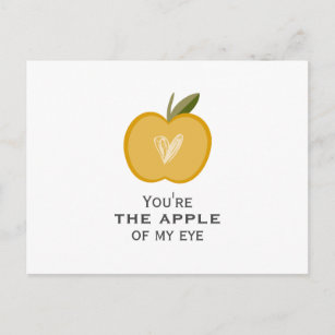 You're the apple of my eye with cute apple heart postcard
