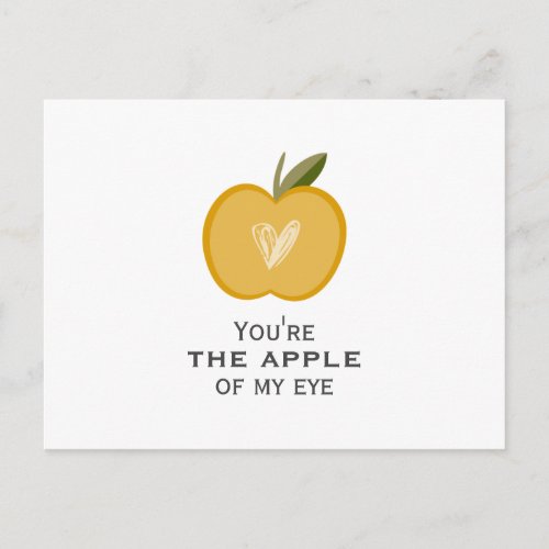 Youre the apple of my eye with cute apple heart postcard