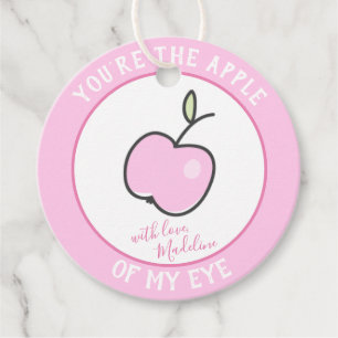 You're the apple of my Eye - With love - Pink Favor Tags