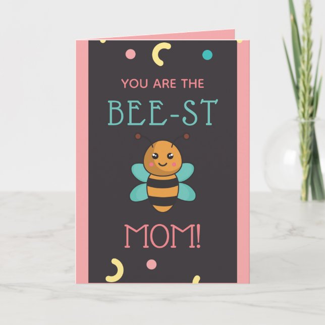 You're The Bee-st Mom Funny Pun Mother's Day Brown Holiday Card (Front)
