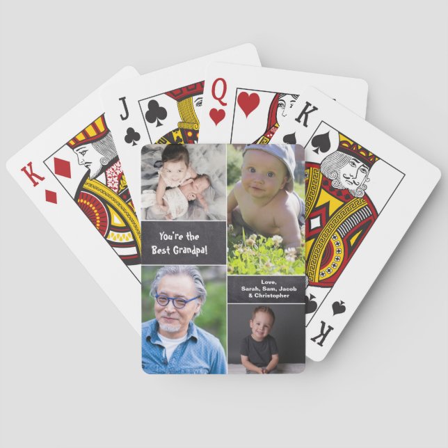 You're the best grandpa Multiple photos grandkids Poker Cards (Back)