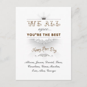 You're the best, Happy Boss's Day Postcard