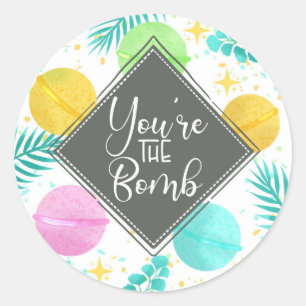 you're the bomb Christmas spa Note Card Classic Round Sticker
