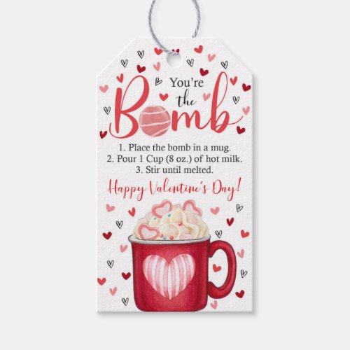 Youre the Bomb Valentines Day Hot Cocoa Bomb Gif Gift Tags