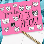 YOU'RE THE CAT'S MEOW Cute Kittens  Postcard<br><div class="desc">YOU'RE THE CAT'S MEOW! Add your own text or use it as wall art in a frame or stuck to a corkboard. Would be fun for a kids room, as a birthday postcard, or to brighten someone's day! You can choose a background color yourself too. Check out this funny cat...</div>