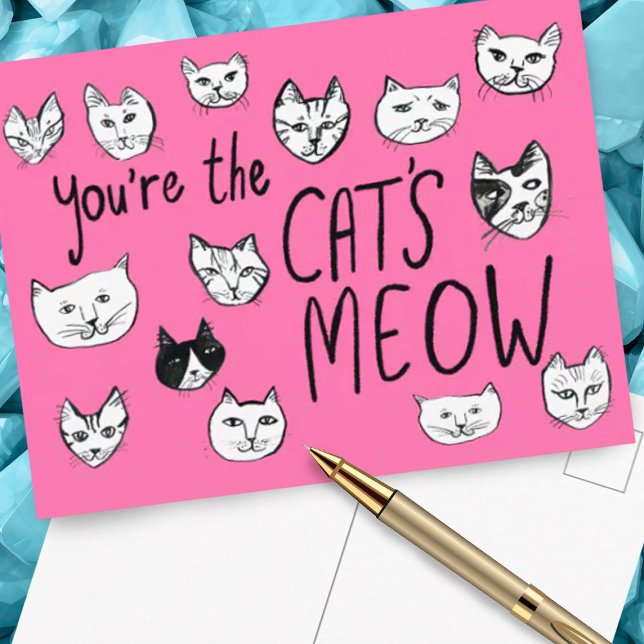 YOU'RE THE CAT'S MEOW Cute Kittens  Postcard (Cute cats postcard, perfect for valentines day, friendship, birthday. "You're the cat's meow")