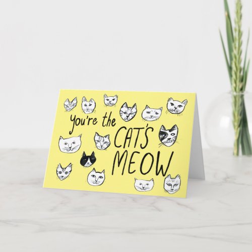 YOURE THE CATS MEOW Cute Kittens Yellow Note Card