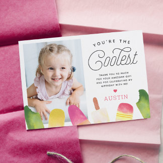 You're The Coolest | Popsicle Theme Kids Photo Thank You Card