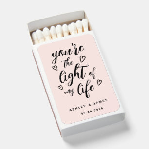 You're the Light of my Life Pink Wedding Matchboxes