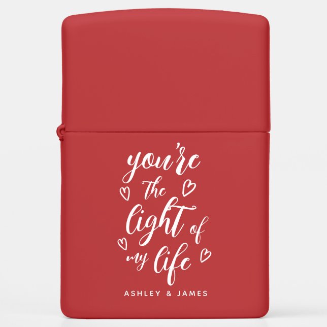 You're the Light of my Life Valentine Keepsake Zippo Lighter (Front)