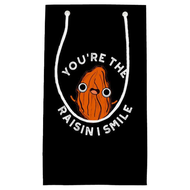 You're The Raisin I Smile Funny Food Pun Dark BG Small Gift Bag (Front)