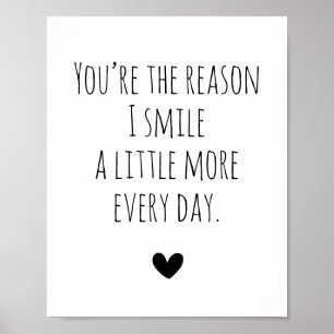You're The Reason Typography Heart Poster