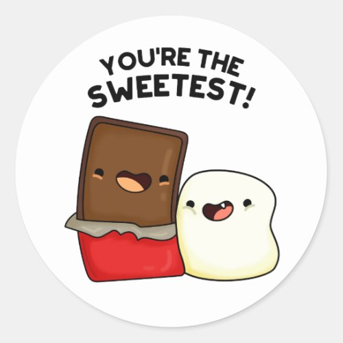 Youre The Sweetest Funny Marshmallow Pun Classic Round Sticker