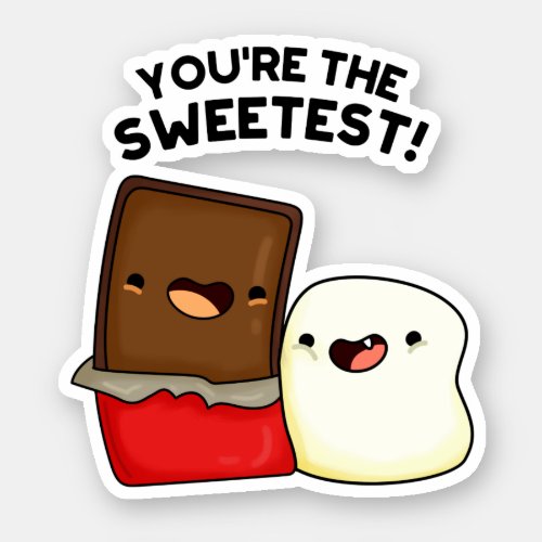 Youre The Sweetest Funny Marshmallow Pun Sticker