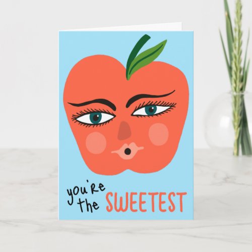 YOURE THE SWEETEST Whimsical Apple Fruit Cute  Card