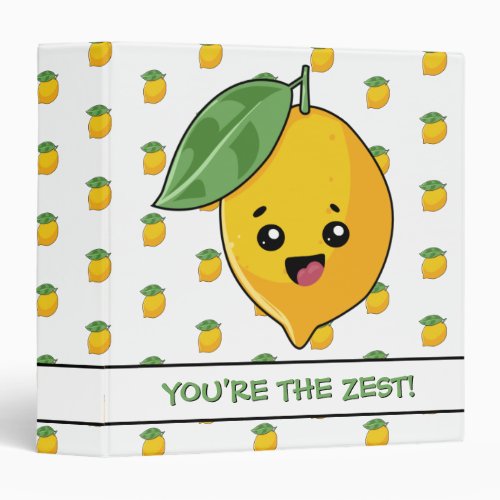 Youre the Zest Lemon Pun Funny Cute Pattern 3 Ring Binder