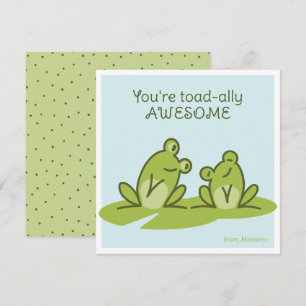You're Toad-ally Awesome Green Valentine Thank You Card