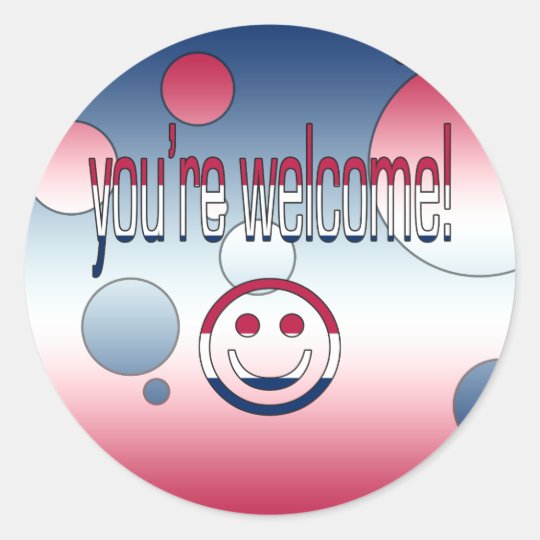 You're Welcome! America Flag Colors Pop Art Classic Round Sticker