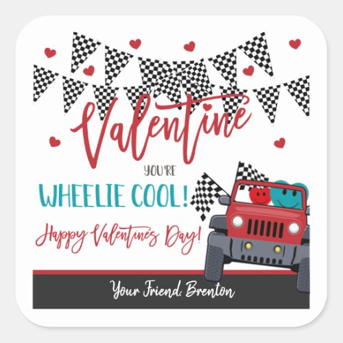Youre Wheelie Cool Valentine Favor Tag Stickers