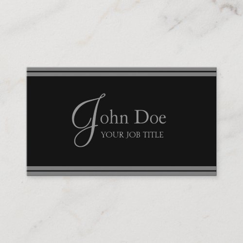 YourJobTitle Elegant Black/Silver Stripes Business Cards